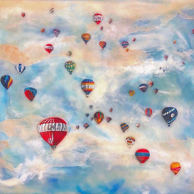 Just Floating Along - ©Leah Merriman - Encaustic Mixed Media - 10 x 12 -SOLD