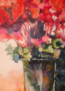 Magenta Flowers - ©Marilynne Bradley - Watercolor - 24 x 18 - $325