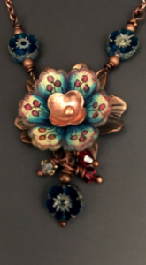 Flower Power Crimson Dots and Aqua - ©Allison Norfleet Bruenger - $68