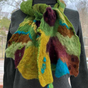 Bold Chartreuse - ©Carla Duncan -Nunofelted scarf - 57x9 - $120