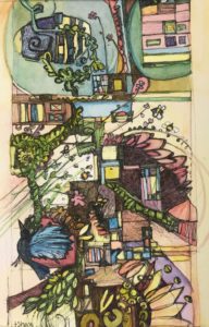 ©Terri Shay - Ben’s Bees Pen, Ink and Watercolor - 10 x 8 - $215