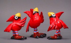 Cardinals with Socks - ©Marilyn Callahan - Ceramic