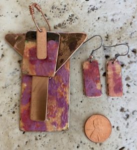 Lilac Flight -©Lois Jacobs - handmade paper and copper - 2.5 x 2. 25 - $95