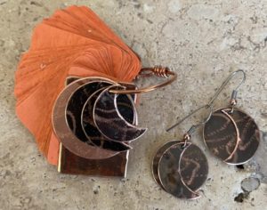 Pumpkin Moon ©Lois Jacobs - handmade paper and copper- 1.5 x 1 - $130