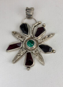 Sterling Rhodolite Garnet and Malachite Pendant - ©Julie Bell - $395