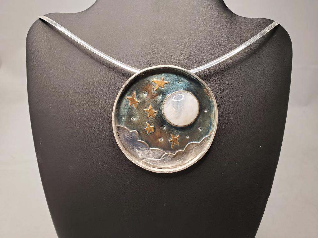Moonstone Sky 2 - Adrienne Williams - silversmithing - $335 - 2021