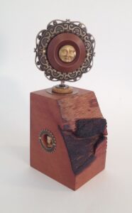 Nell’s Belles YYou Are the Heroine of Your Life - ©Nell Kobes – Brass – Glass - Hand Carved Exotic Hardwood Sculpture - 3 x 3 x 6 inches - $105