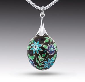 Parakeet Pysanky Necklace - Katherine Alexander - Resin filled egg - .75” Pendant - $150