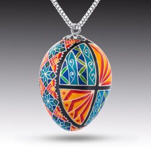 Quail Pysanky Necklace - Katherine Alexander - Resin filled egg - 1” Pendant - $200
