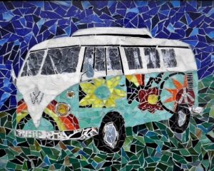 VW Van - ©️Virgene Tyrrell - Mosaic - 19 x 16 inches - $400