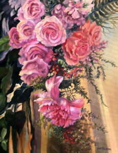Rose Spray - Linda Wilmes -acrylic on canvas - 16 x 20 inches -$375