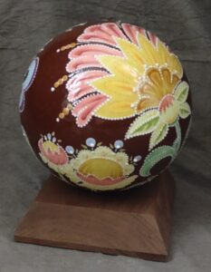 Autumn Splendor - © Stephanie Barken - Glazed ceramic, wood - 6 in diam. x 7.5 in high - $185