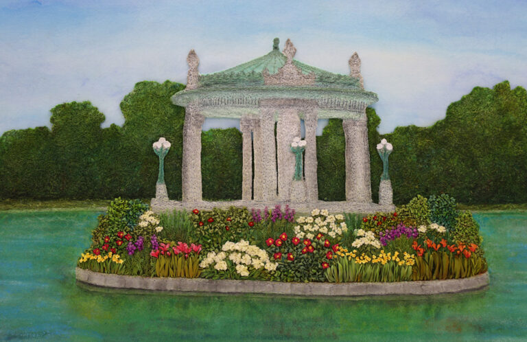 Bandstand at Forest Park - ©Ana Sumner - Mixed Media Fiber Art -18 x 14 inches $2200.