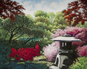 Missouri Botanical Gardens Cardinal - ©Mike Frank - Acrylic on canvas - 16 x 20 inches – $600