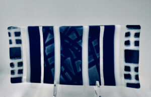 Navy & White Dish- ©Cathy Carney Fused Glass - 8.25 x 4 in - $42