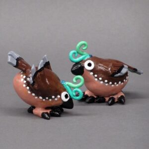 Tweetle Dee and Tweetle Dum - ©Marilyn Callahan - Ceramic and Acrylic - 1.5 inches