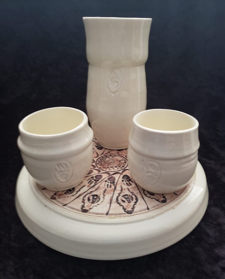 White Lotus - ©Jerry Williams Sr. - Pottery - 4 piece set - Plate 7 in diameter - $125