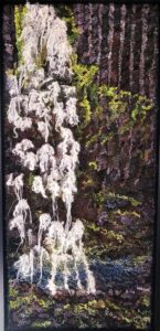 Icelandic Waterfall - ©Sheri Ahner - Hooked Rug - 25 x 51.5 inches - $1950