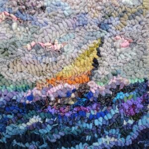 Orange Sailboat - ©Sheri Ahner - Hooked Rug - 10x10 inches - $180