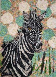 Zebra  -©Sheri Ahner - Hooked Rug - 17x24 inches - $520