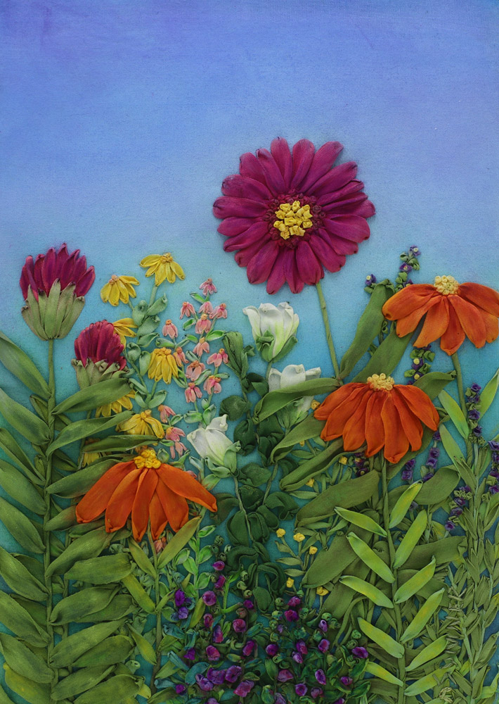 Wildflower Gems ©Ana Sumner - Mixed Media Fiber Art - 9x12 inches $350.00