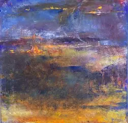 Blue Dawn - Diane Reising - Oil and cold wax medium on cradled board - 36 x 36 in - $1400