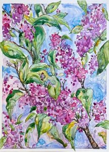 Lilacs-©GenaLoseto-watercolorYUPO-12x14-$395