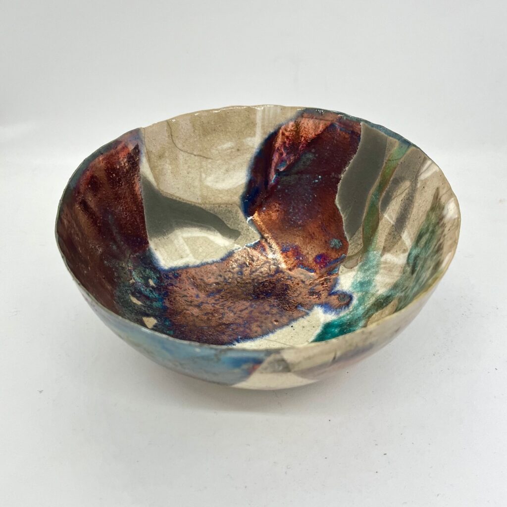 Zeus- ©Nancy Exarhu - raku  ceramic bowl - 6.5 in diameter x 3in height -  $280