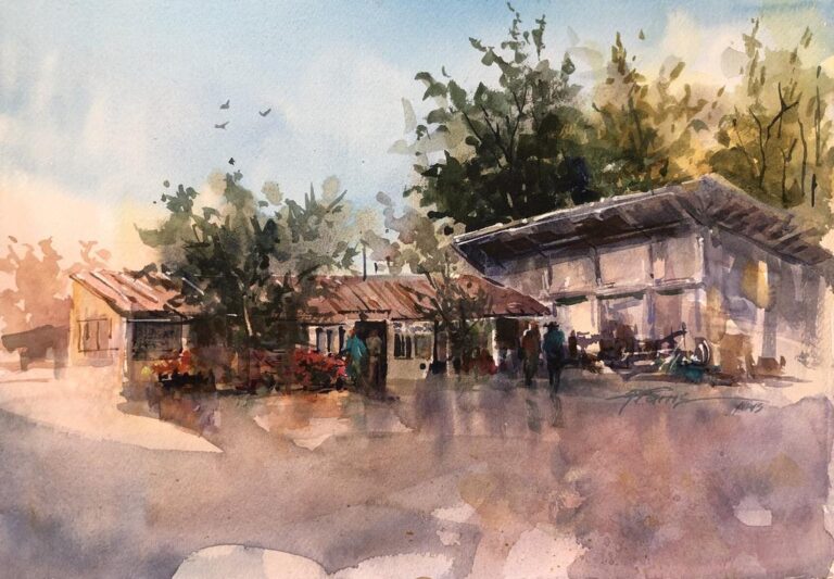 Farm Stand - © Alicia Farris - watercolor - 11x15 - $600