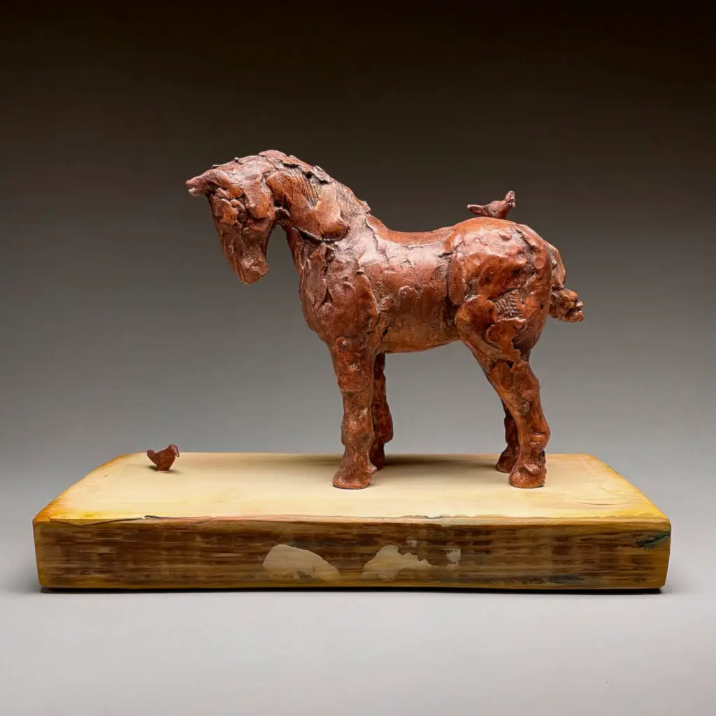 Pasture Friends - ©Caroline Staller - 8.5 x 12.5 x 5.5_ - ceramic and wood