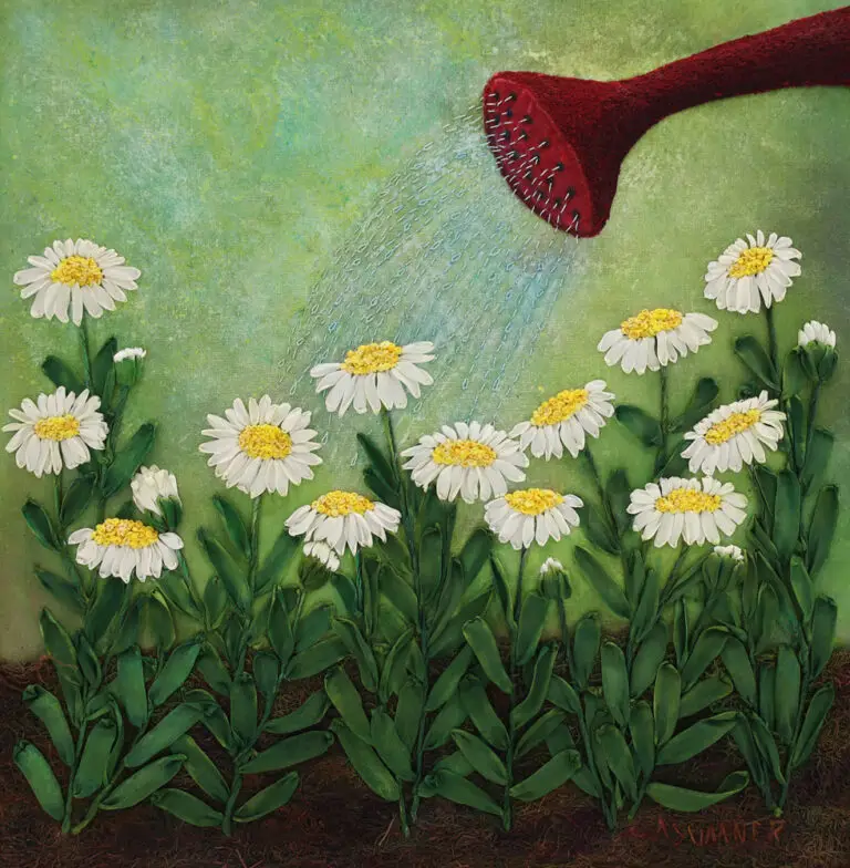 Pouring into Life ©Ana Sumner - Mixed Media Fiber Art 12 x 12 inches $375.00