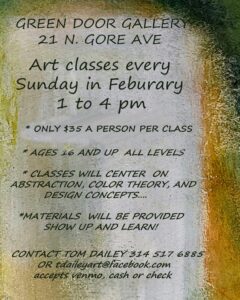 Tom Dailey Abstract Art Classes, every Sunday in February at Green Door Art Gallery