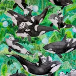 Whales & Pandas ©Jojo Li - watercolor