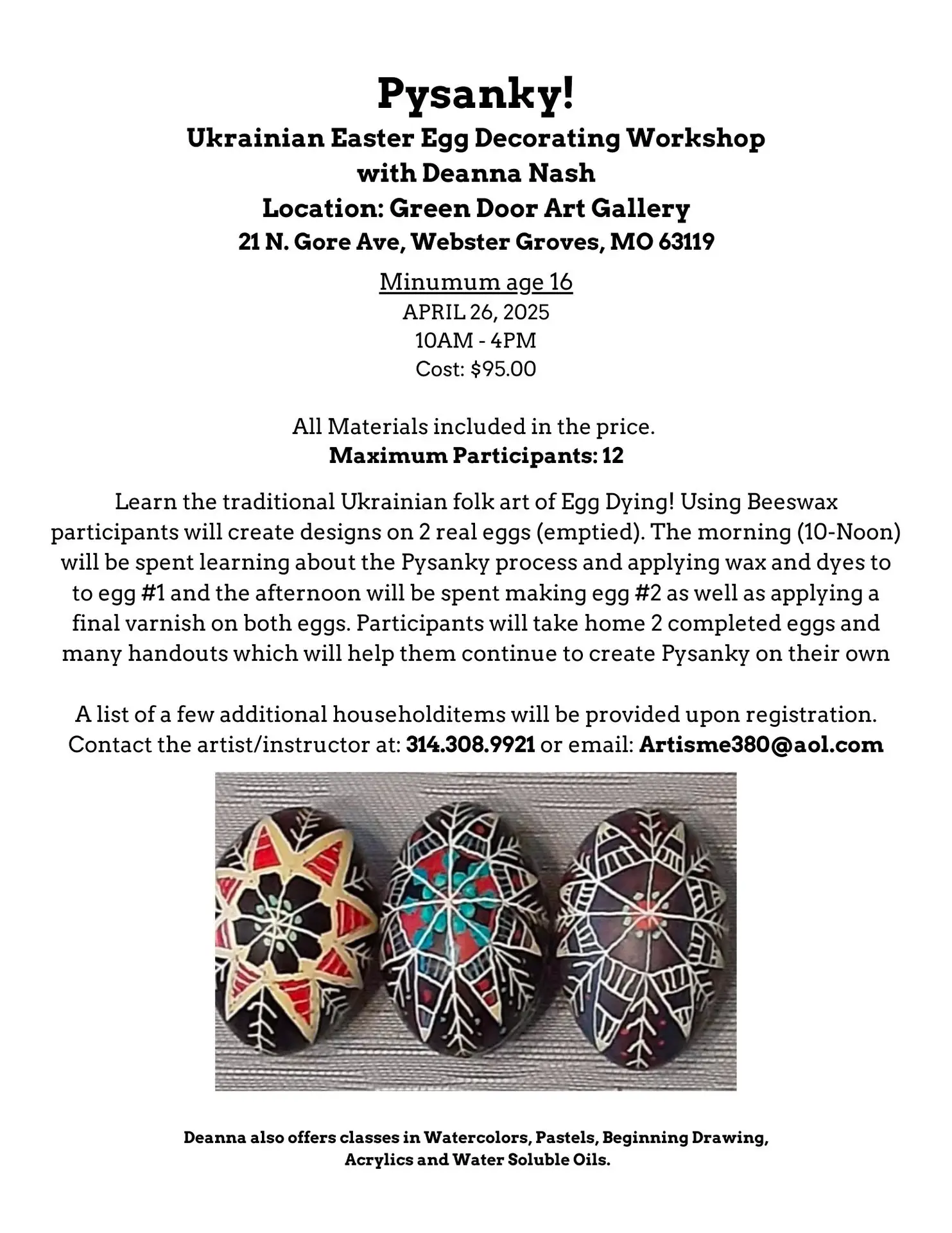 Pysanky Ukranian Egg Decorating Workshop