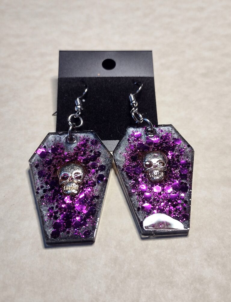 Part # 147210087 Resin Skull Coffin Earrings Price 22.52