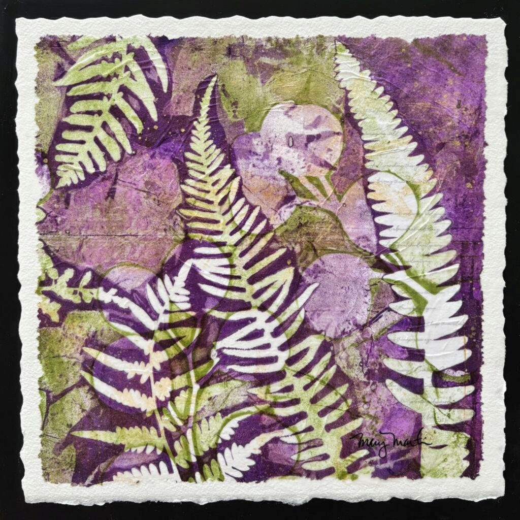 Song of the Ferns - ©Mary Martin - Acrylic Monoprint Collage on Tissue Paper - 12 x 12 inches - $285