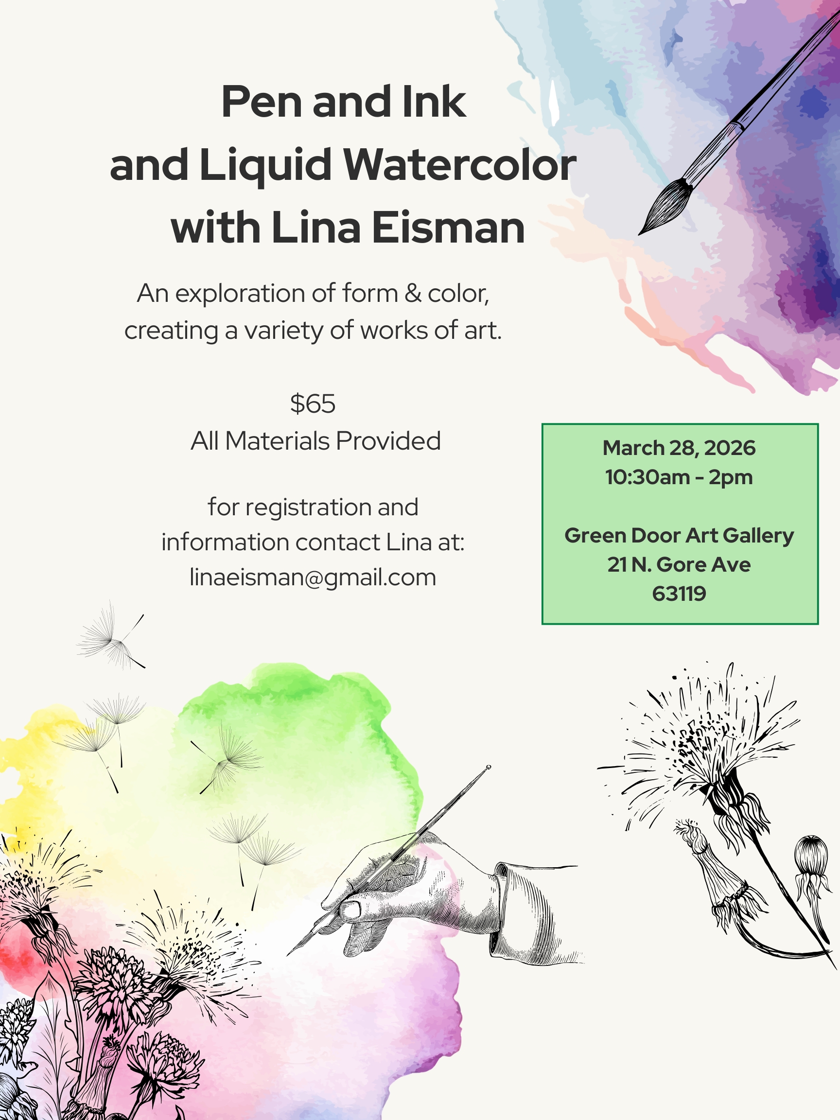 Pen and Ink with Liquid Watercolor