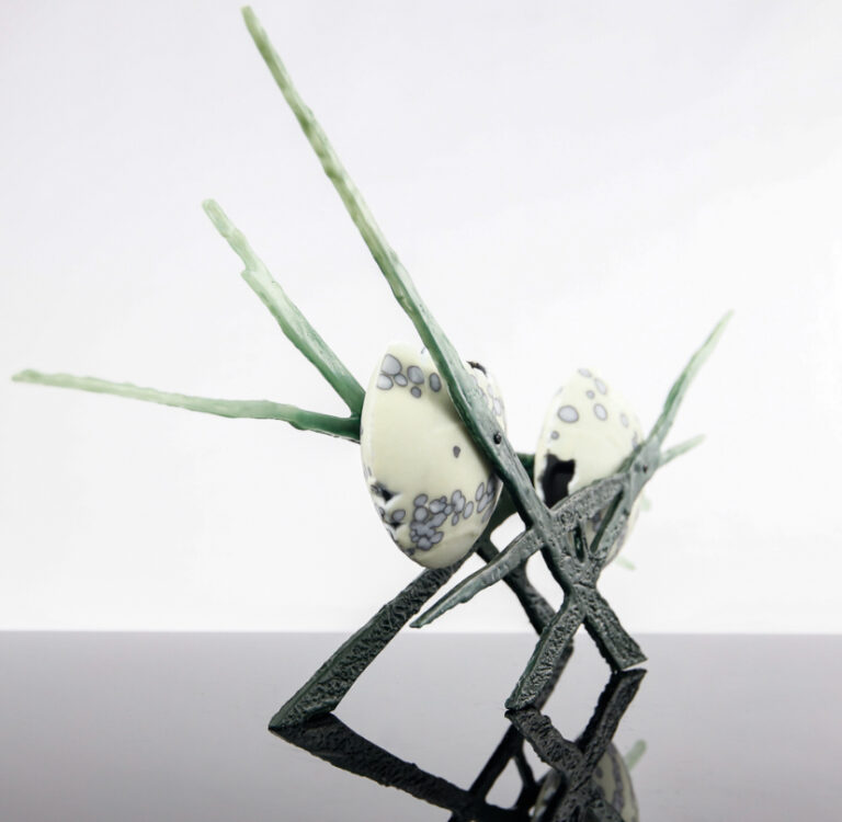 In Suspension ©Nicole Dutton & Mark Salsbury - Mixed Media, kiln formed glass, encaustic, pigment and acrylic - $1000