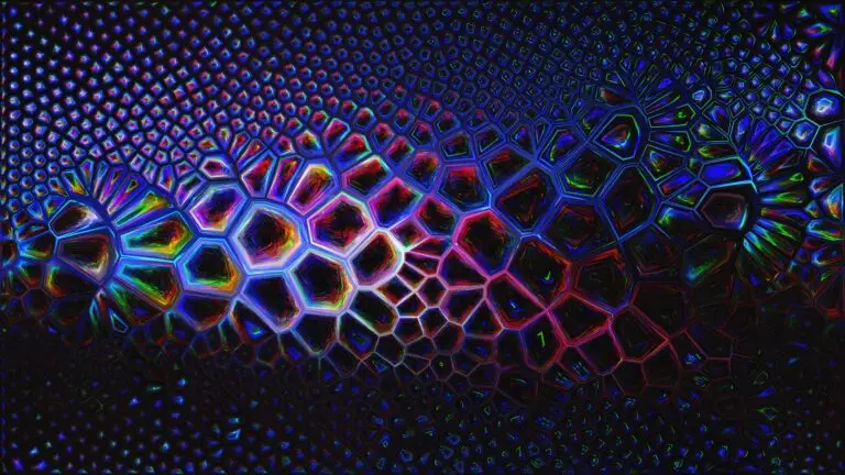 Cosmic Polygons - ©Matt Bryan - dye sublimated aluminum - 36 x 20.25 inches - Not For Sale